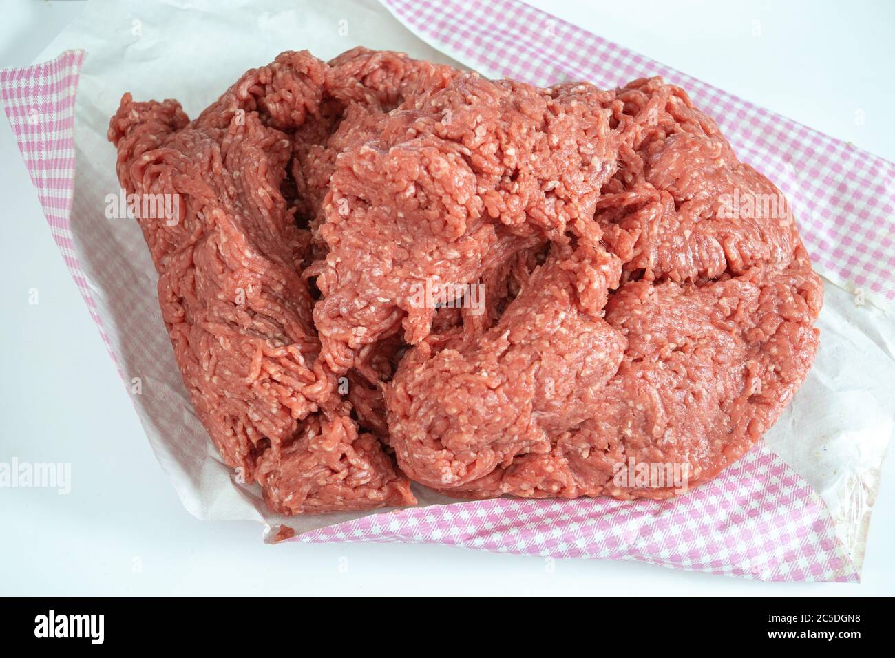 raw ground beef on a white background Stock Photo
