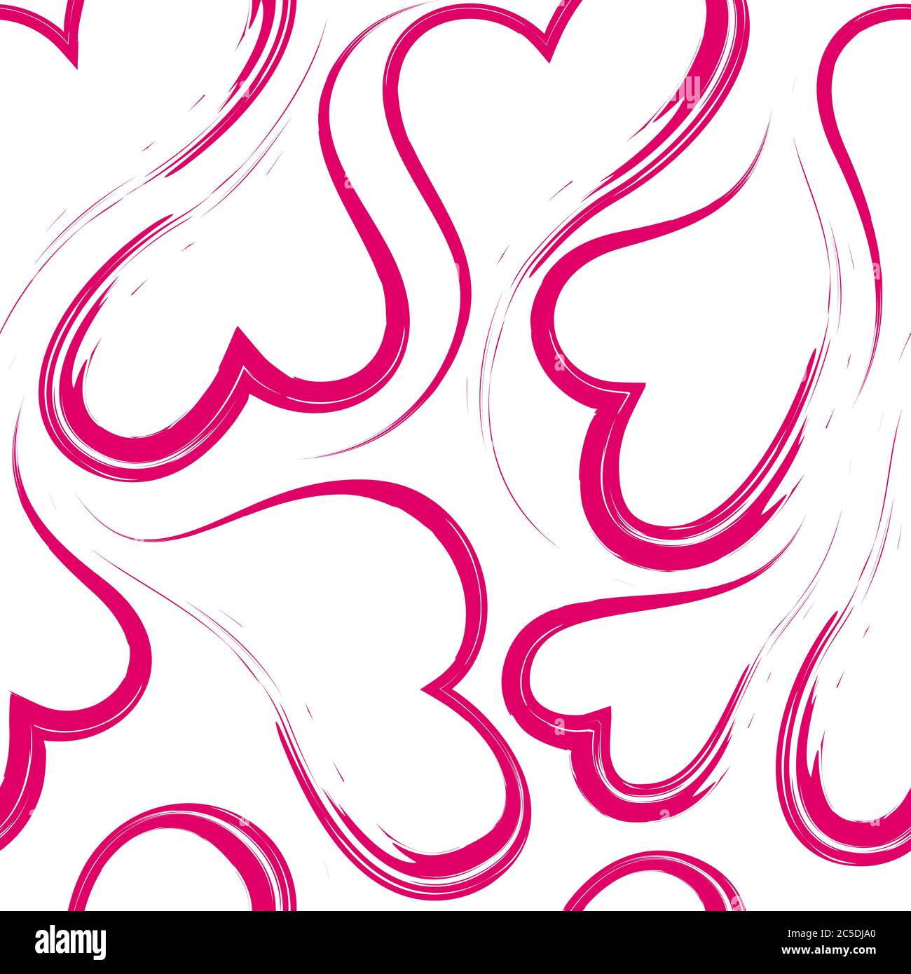 Vector seamless texture of hearts flowing into each other painted with ...