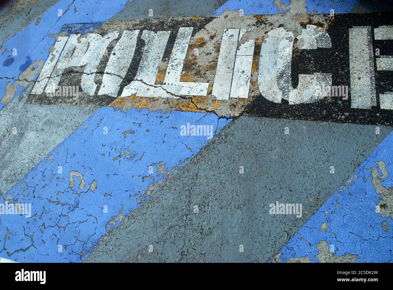 Faded police sign hi-res stock photography and images - Alamy