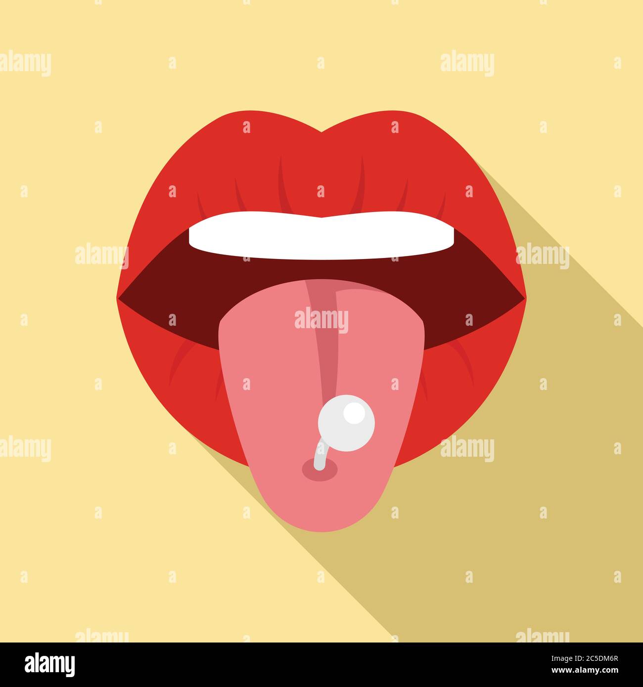 Tongue Piercing Icon Flat Illustration Of Tongue Piercing Vector Icon For Web Design Stock