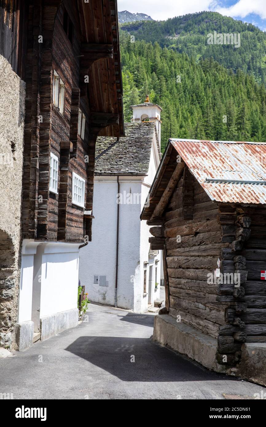 Canza village, Formazza Valley, Ossola Valley, VCO, Piedmont, Italy Stock Photo