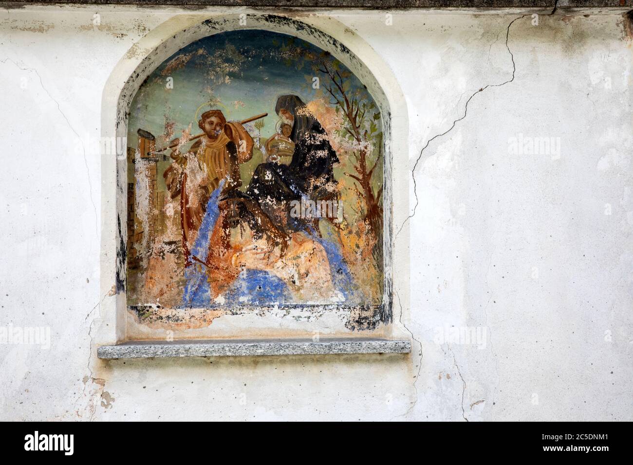 A religius paint at Canza village, Formazza Valley, Ossola Valley, VCO, Piedmont, Italy Stock Photo