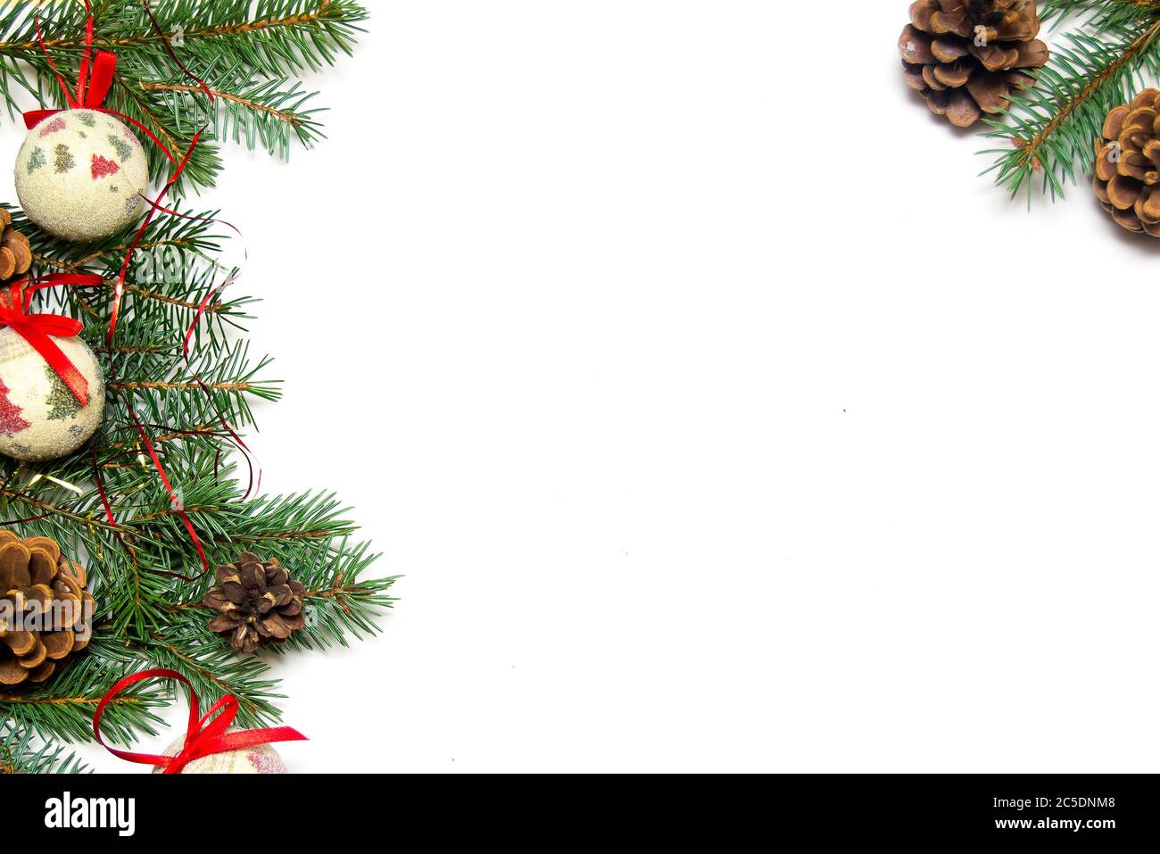 Christmas tree ornaments on a white background Stock Photo - Alamy