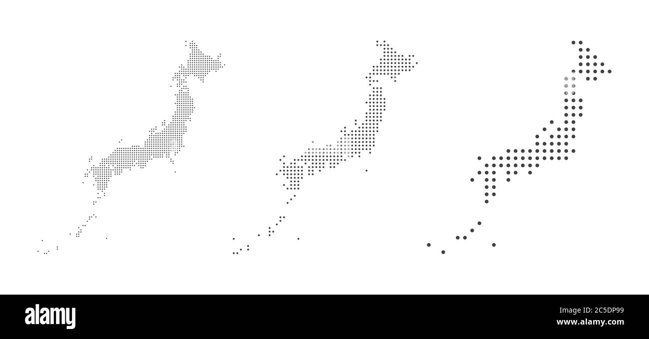 Abstract Japan Map with dot Pixel Spot Modern Concept Design Isolated on White background Vector illustration. Stock Vector