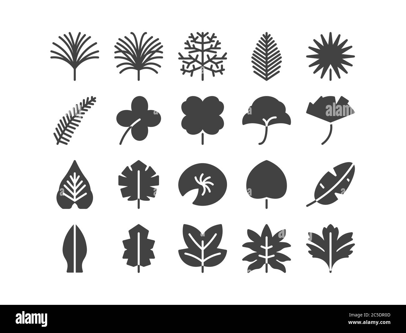 Leaf Solid Glyph Icon Set Spring Concept Minimal Style Illustration Vector EPS 10. Stock Vector