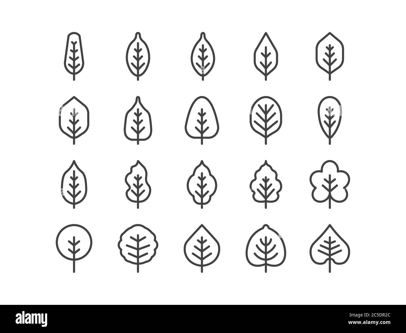 Spring Leaf Outline line Icon Set Spring Concept Minimal Style Illustration Vector EPS 10. Editable Stroke. Stock Vector