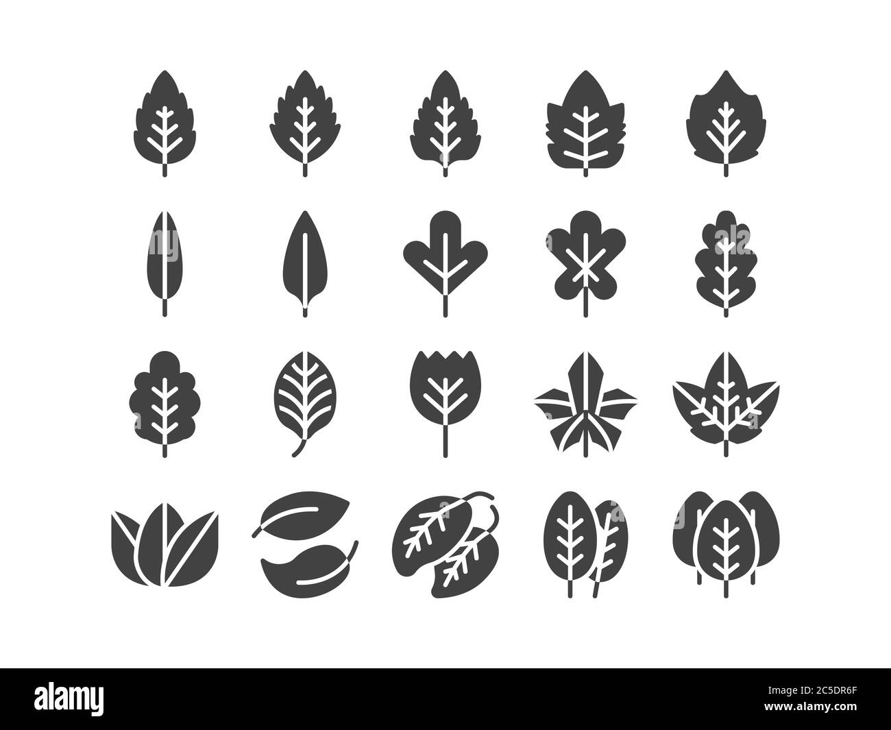 Leaf Solid Glyph Icon Set Autumn fall and Spring Concept Minimal Style Illustration Vector EPS 10. Stock Vector