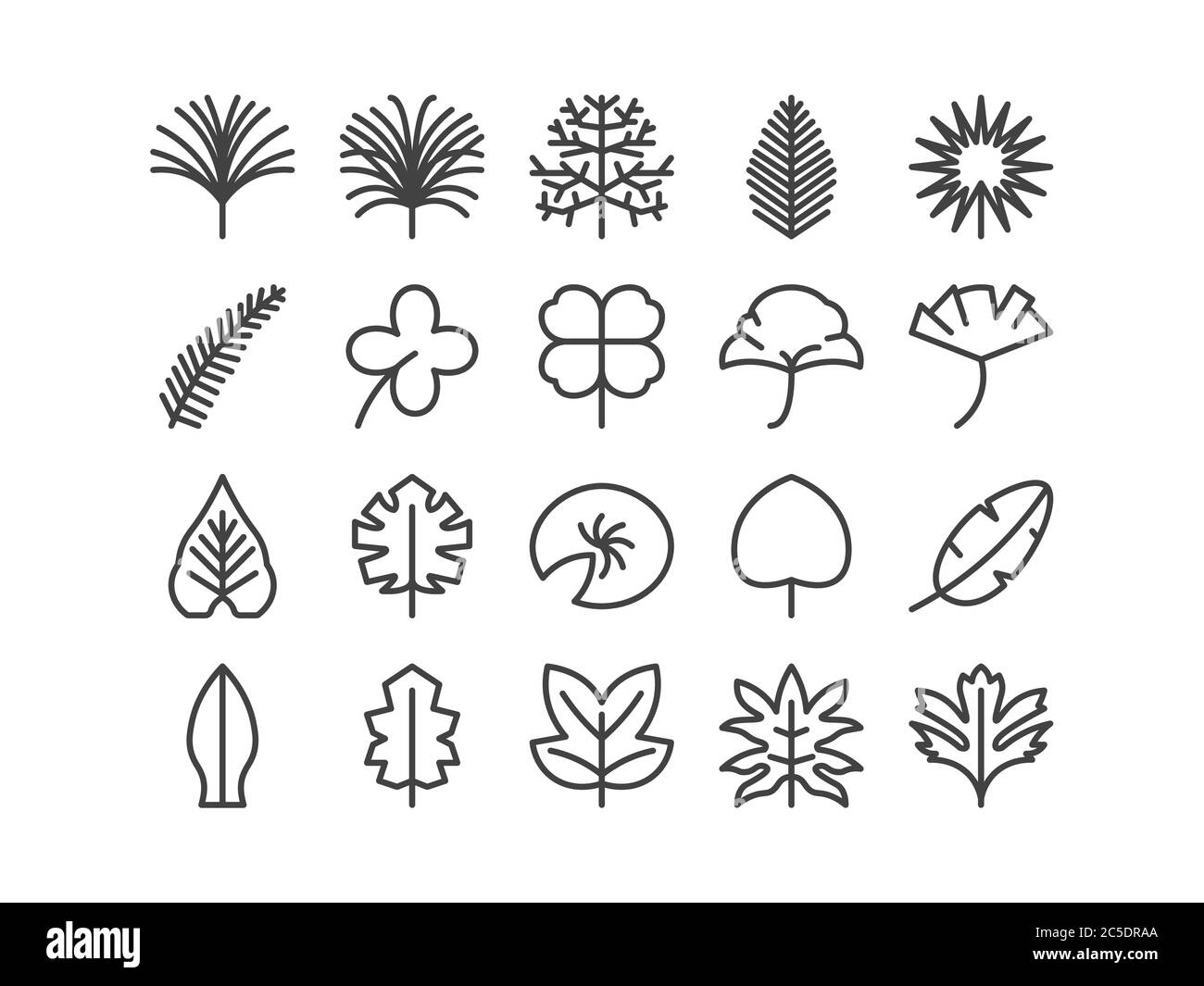 Leaf Outline line Icon Set Spring Concept Minimal Style Illustration Vector EPS 10. Editable Stroke. Stock Vector