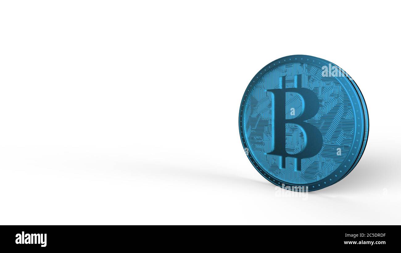 Blue bitcoin gold coin Isolated with white background bit-coin 3d ...