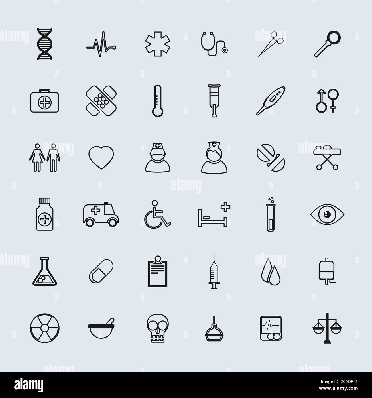 Vector Medical Icons 36 Set Stock Vector