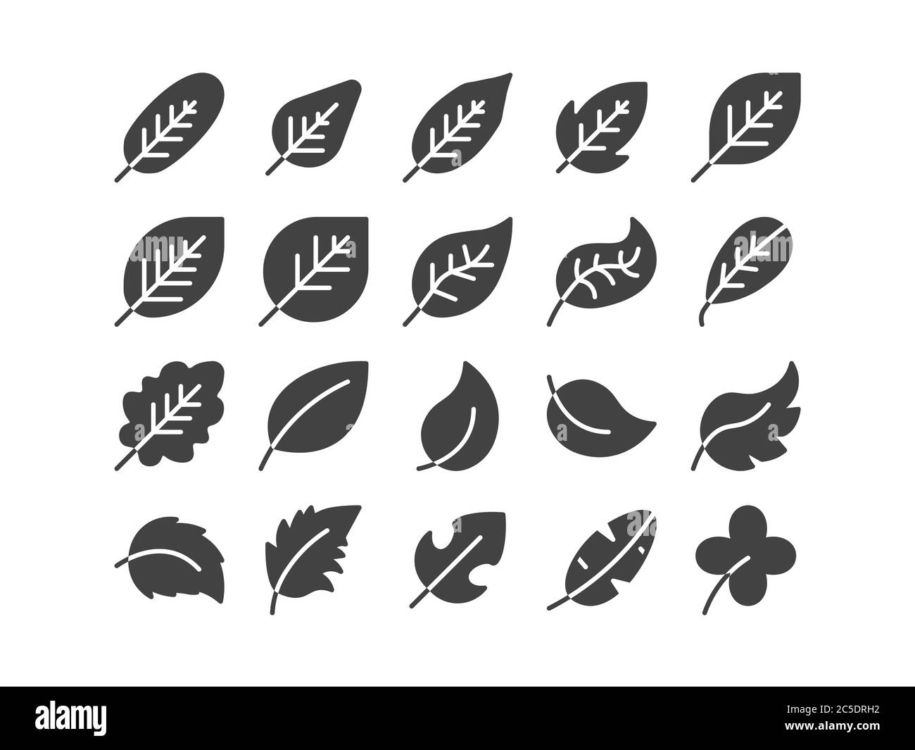 Diagonal Leaf Solid Glyph Icon Set Autumn fall and Spring Concept Minimal Style Illustration Vector EPS 10. Stock Vector