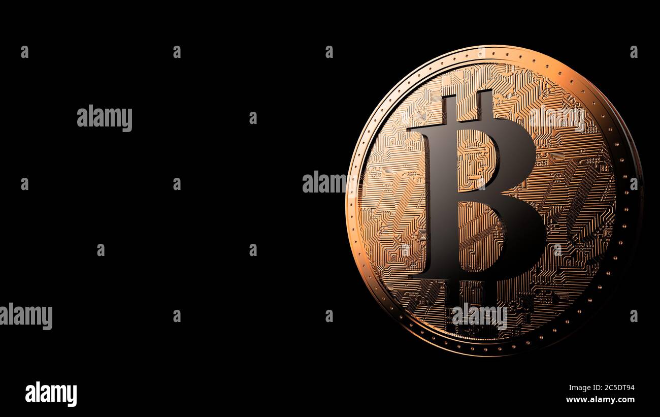 Orange bitcoin gold coin Isolated with black background bit-coin 3d render  isolated illustration, cryptocurrency, crypto, business, managment, risk, m  Stock Photo - Alamy
