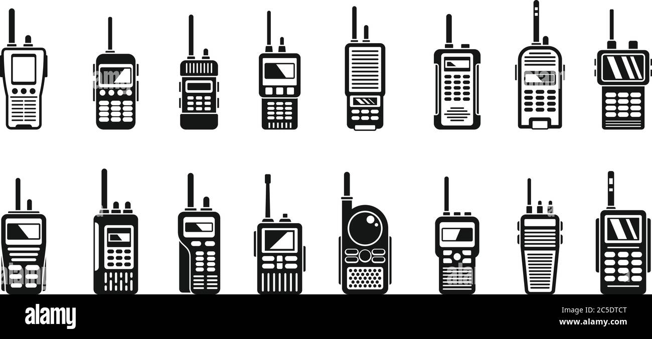 Radio walkie talkie icons set. Simple set of radio walkie talkie vector ...