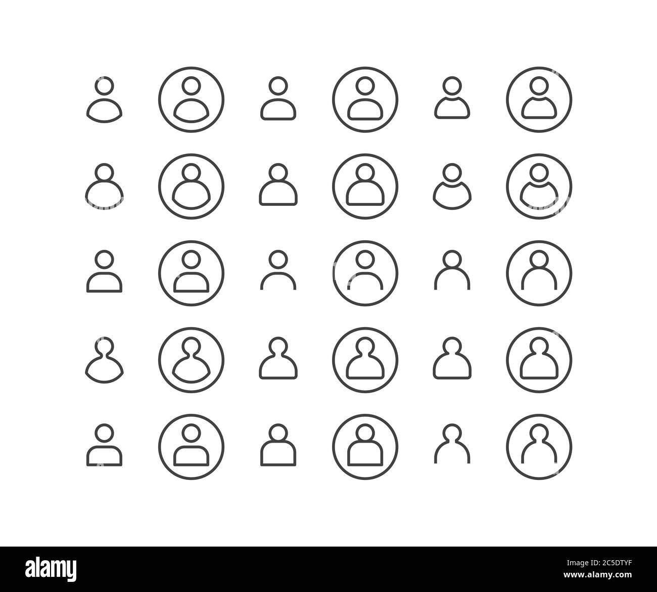 SImple set of User or profile people or person vector Liner outline icons Illustration for web, mobile app, account, social media. EPS10 Stock Vector