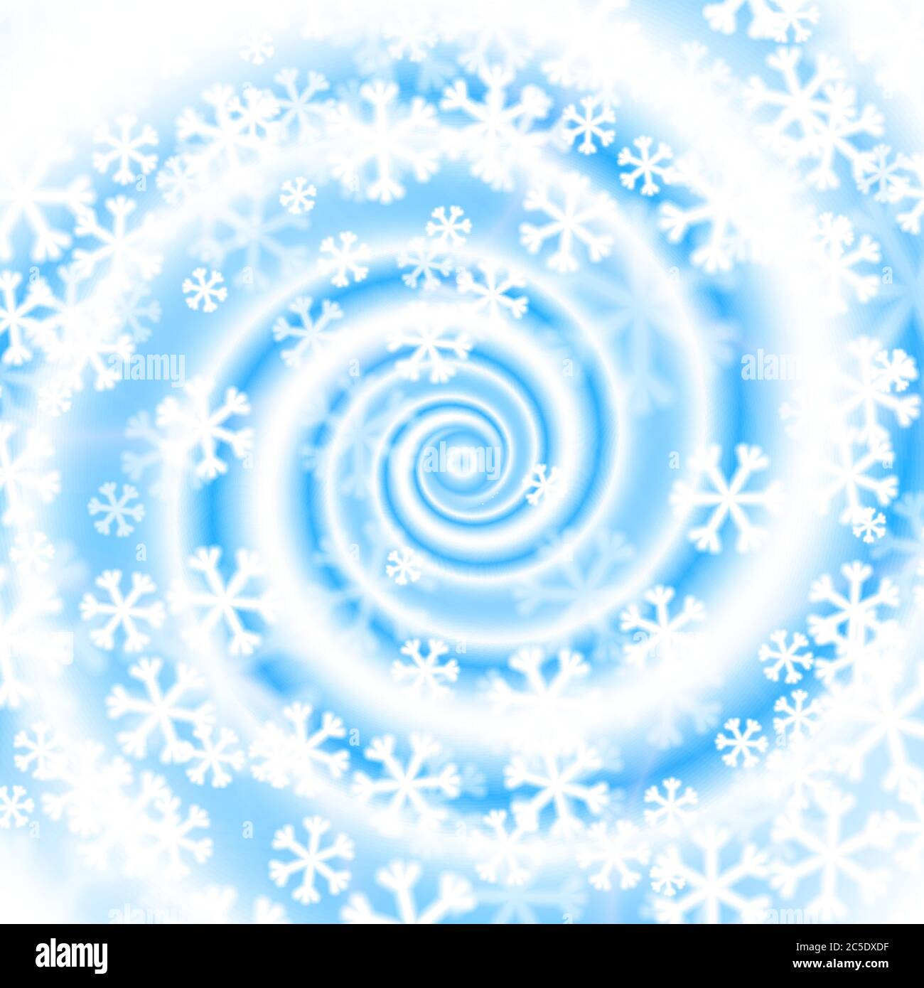 Light blue winter background - Snow blizzard swirl. Vector illustration. Two colored spiral wave - blue and white. Snowflakes spinning in blizzard vor Stock Vector