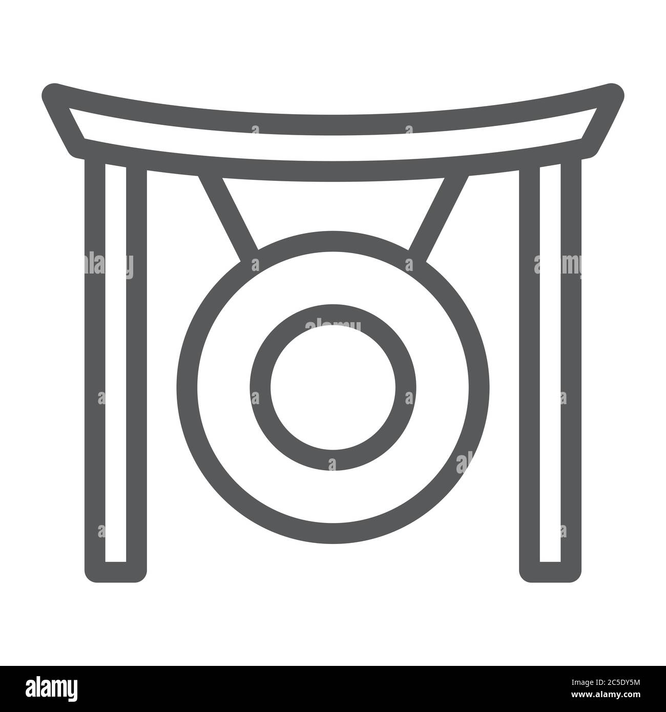 Gong line icon, asia and music, musical instrument sign, vector