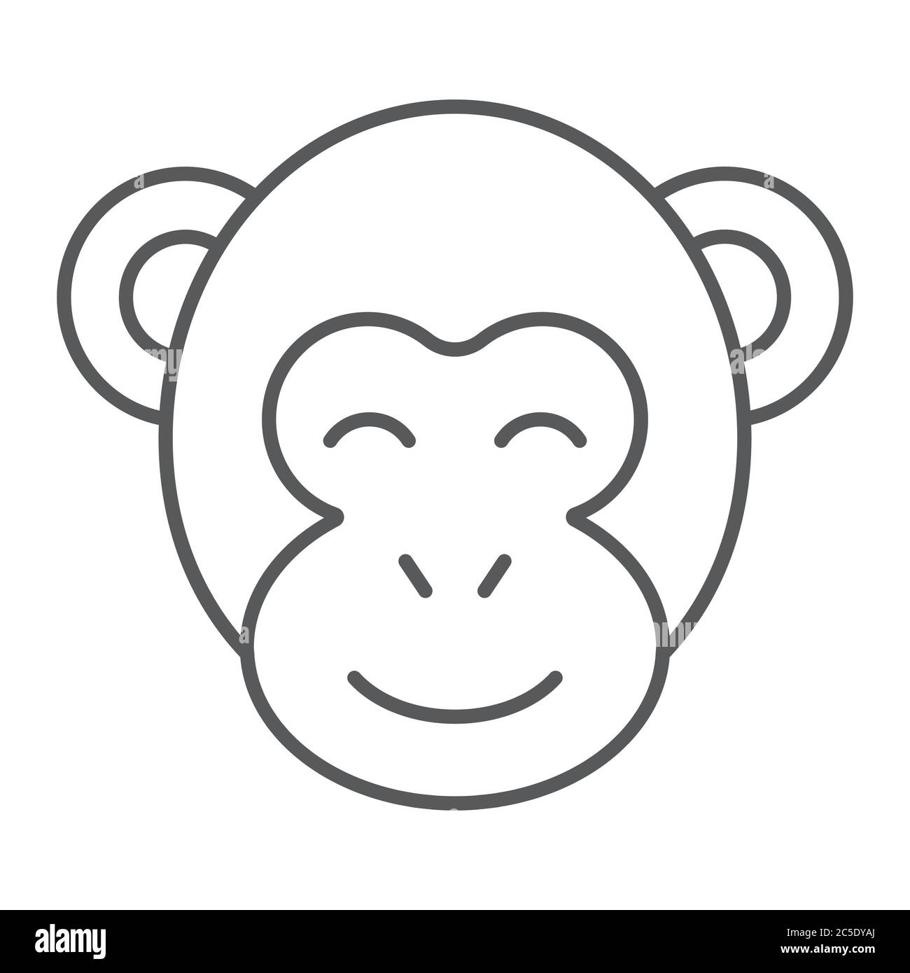 Monkey thin line icon, zoo and africa, animal sign, vector graphics, a ...