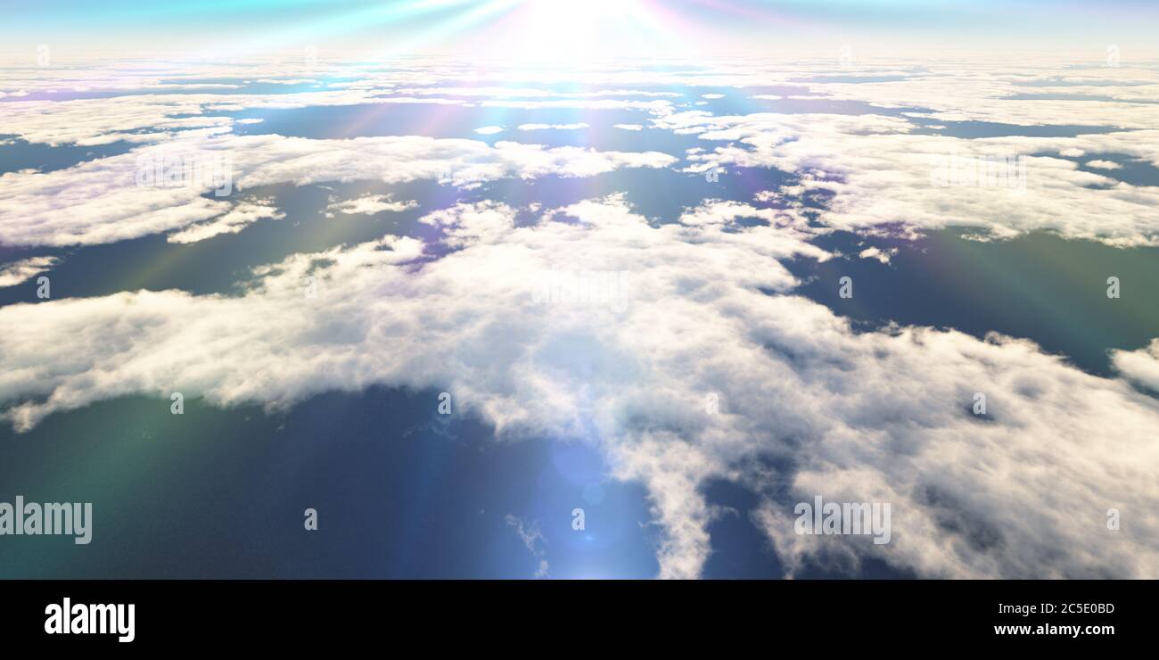 Sun Rays Render above clouds sun ray light, 3d rendering Stock Photo - Alamy