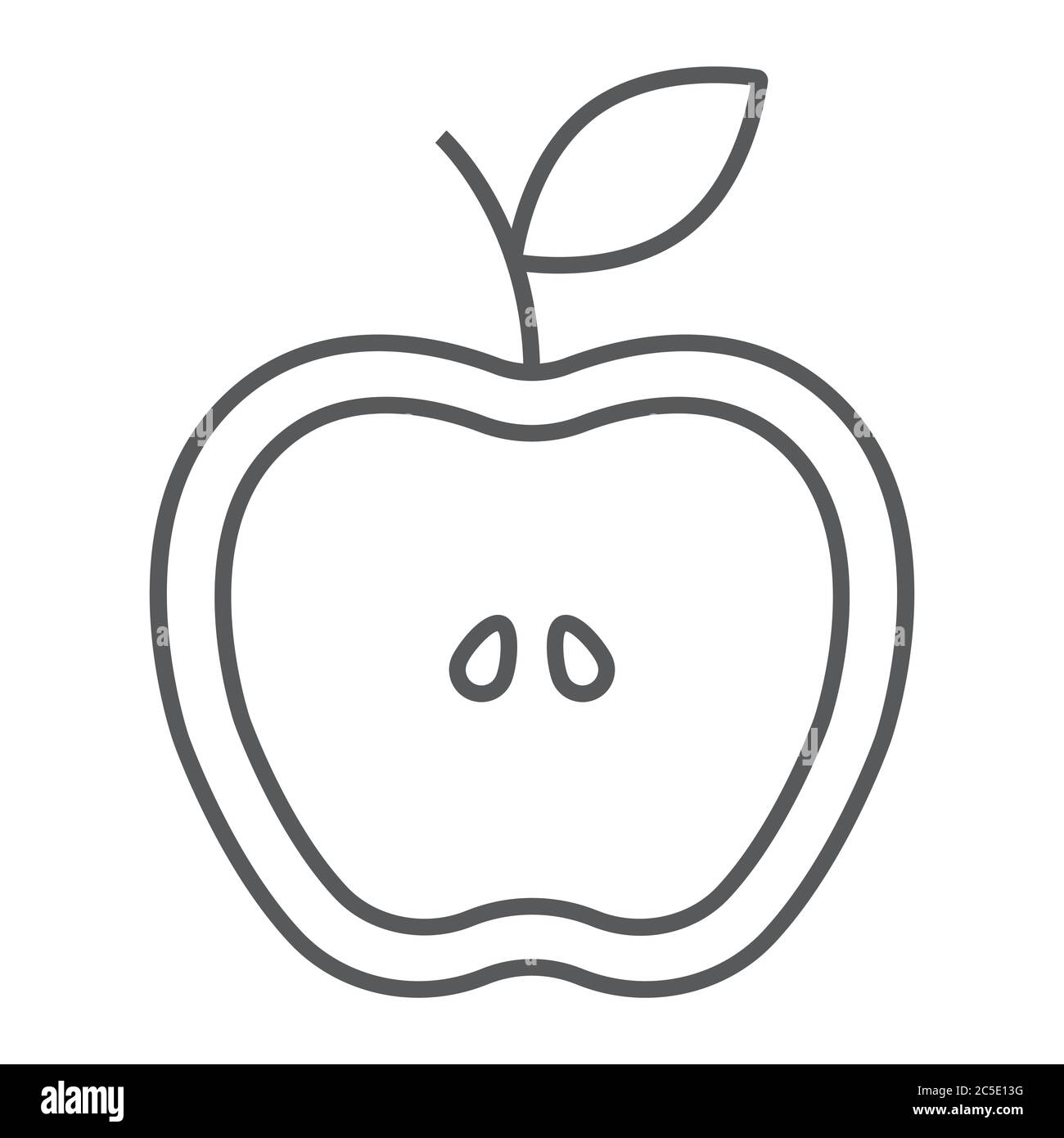 Half apple thin line icon, food and fruit, fresh apple sign, vector  graphics, a linear pattern on a white background Stock Vector Image & Art -  Alamy