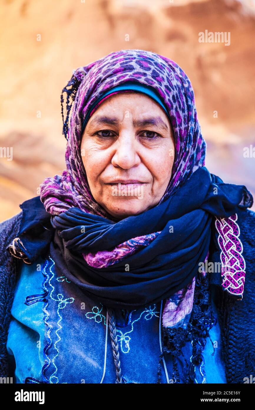 Portrait of a middle-aged Moslim woman wearing a hijab. Stock Photo