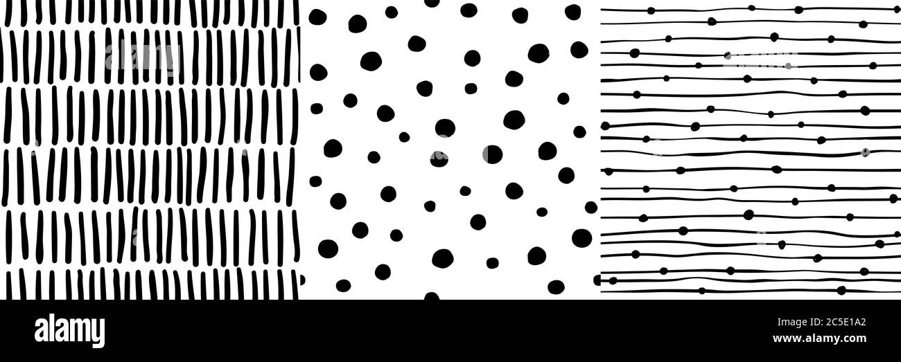 Set of three seamless hand drawn doodle backgrounds Stock Vector Image ...