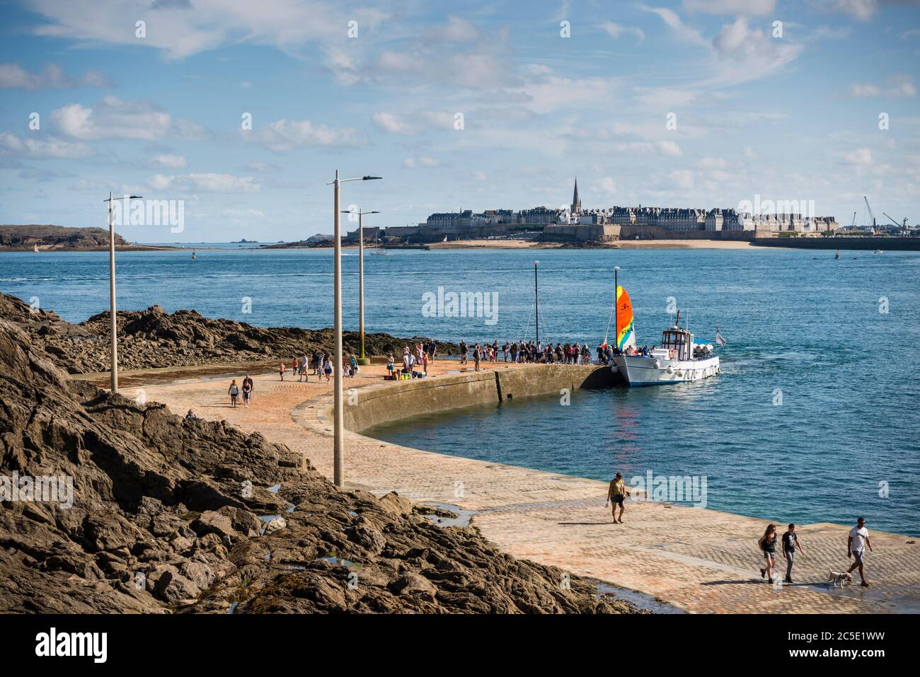 Foot passengers by ferry between St Malo and Dinard, Brittany, France Stock Photo