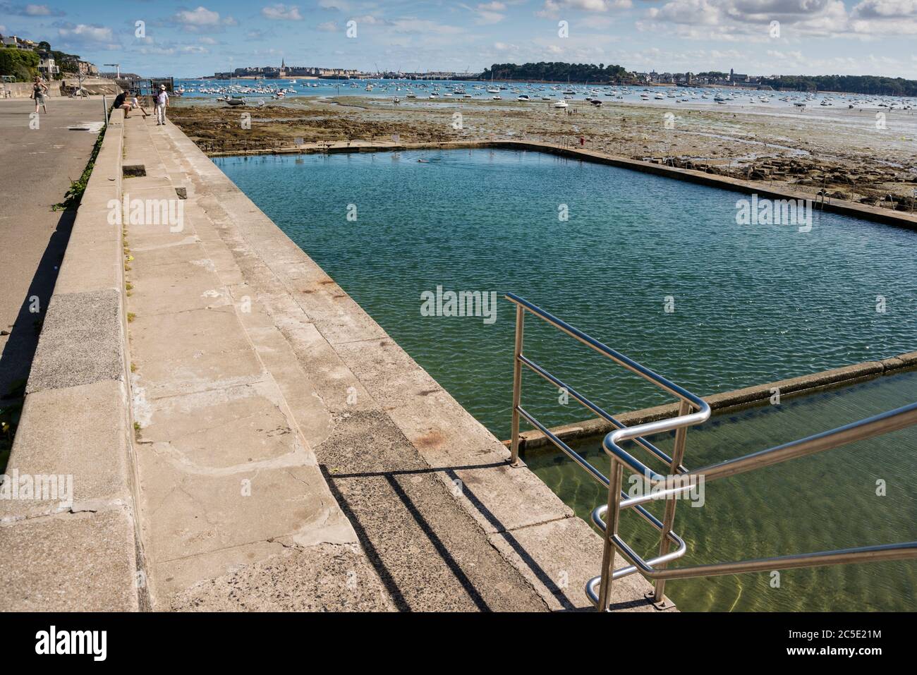 Seawater pool on Plage du Prieure, Dinard, Brittany, France Stock Photo