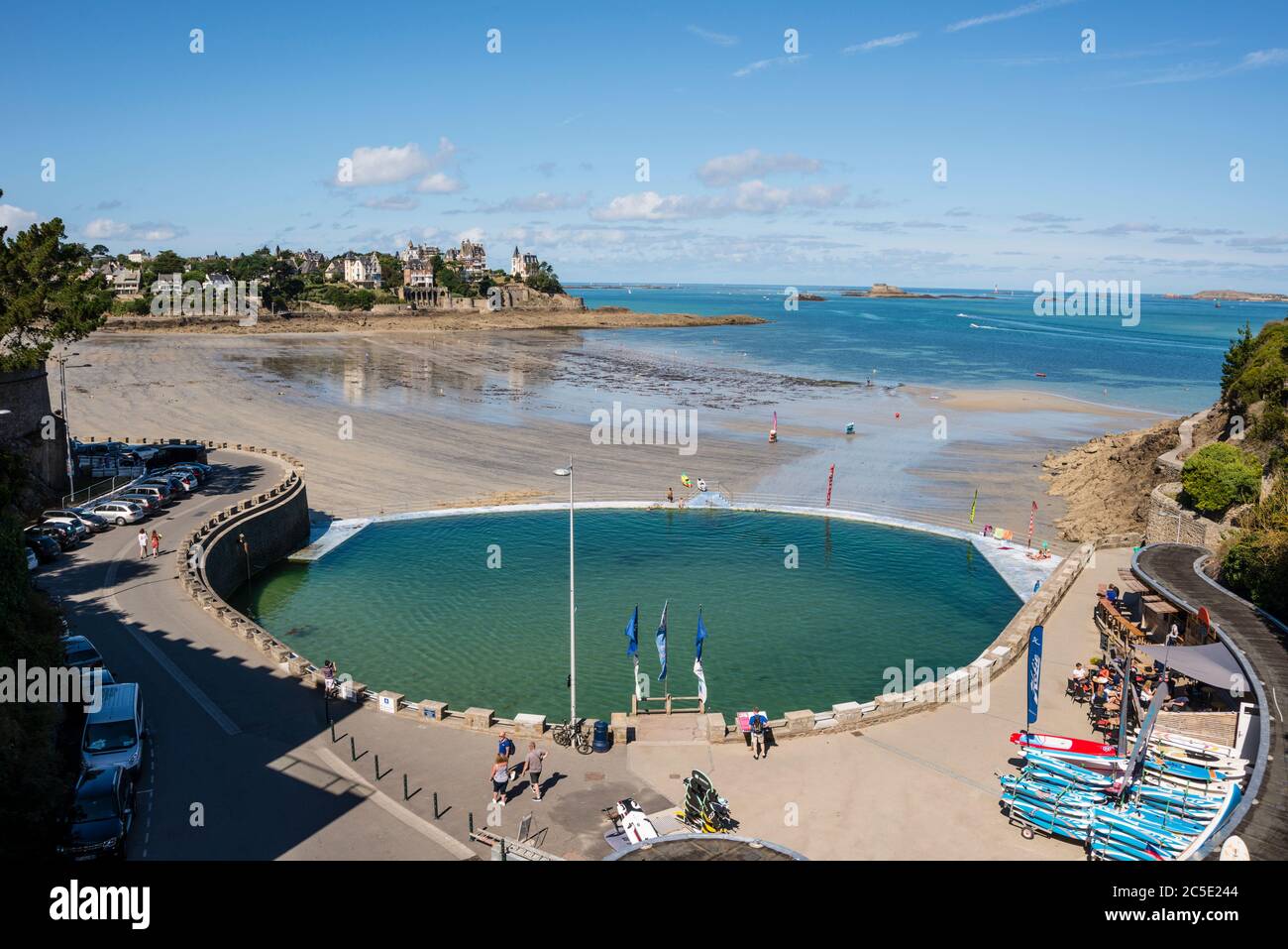 Seawater pool on the beach, Plage de L'Ecluse, Dinard, Brittany, France Stock Photo