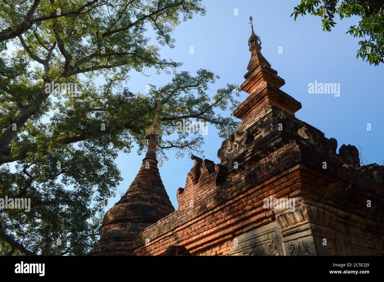 Yadana Hsimi Pagodas in Inwa, or Ava, Mandalay, Myanmar, Southeast Asia. Ruins in ancient imperial capital of successive Burmese kingdoms. Stock Photo