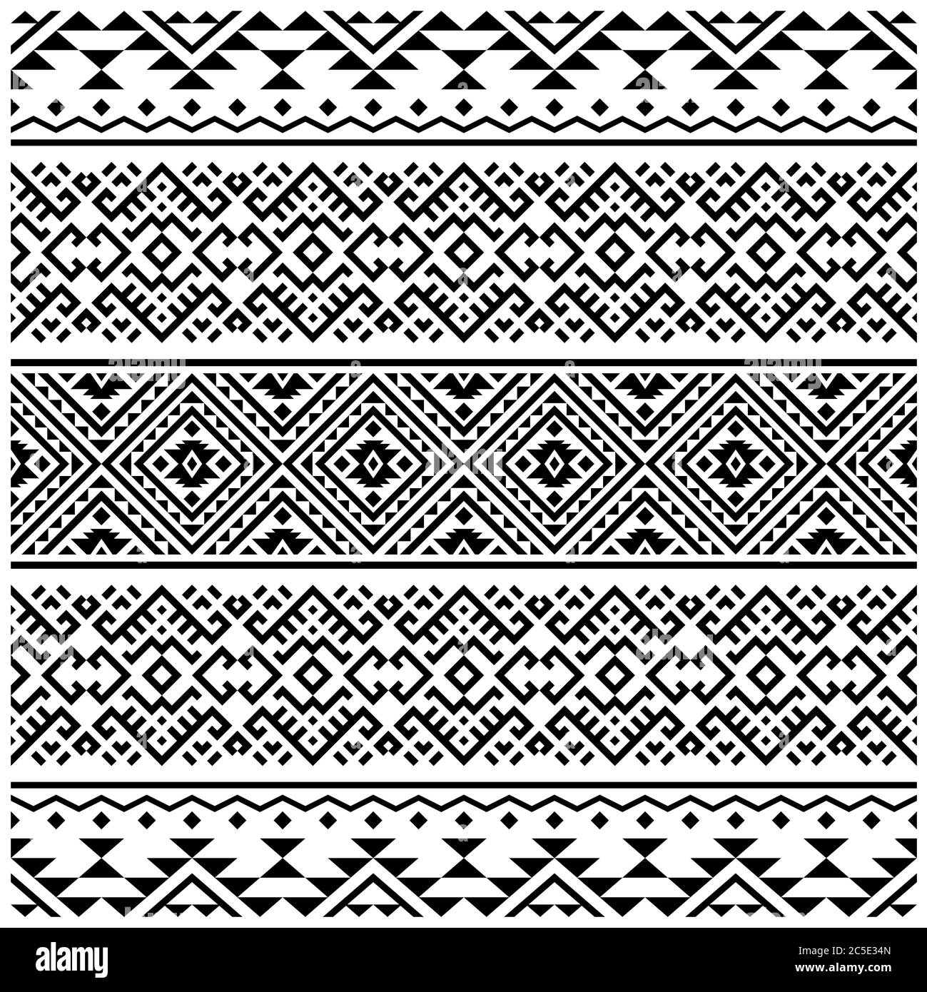 Ikat Aztec ethnic seamless pattern texture vector in black white color ...