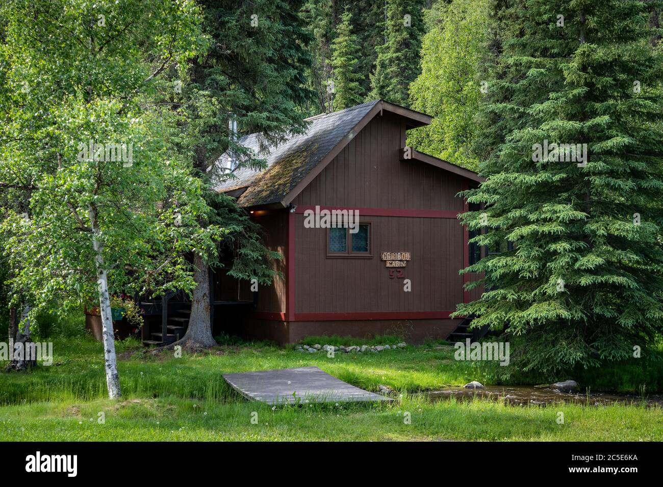 Caribou Cabin at Chena Hot Springs Resort in Fairbanks, Alaska Stock