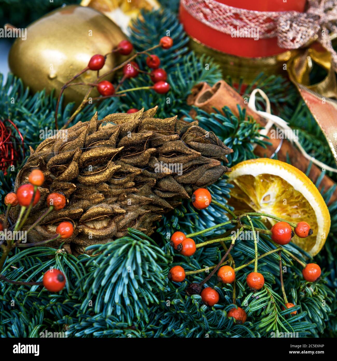 Christmas and New Year holiday decoration background Stock Photo