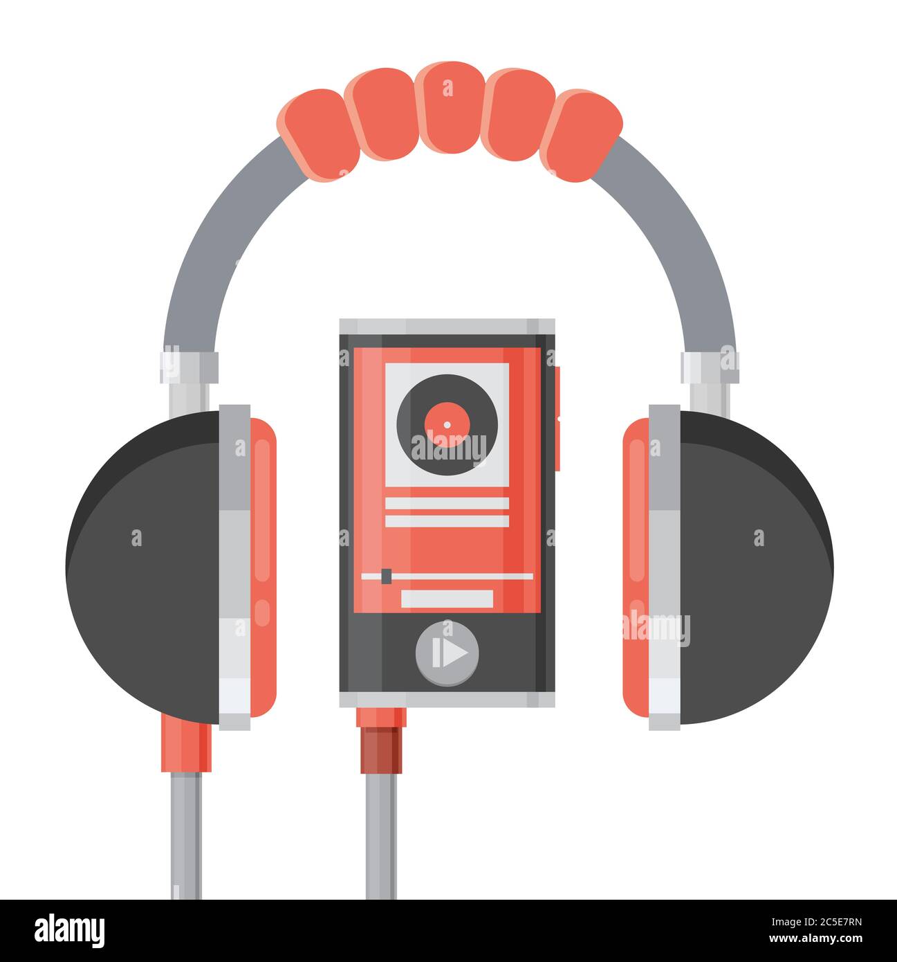 Vector flat headphones with player Stock Vector Image & Art - Alamy