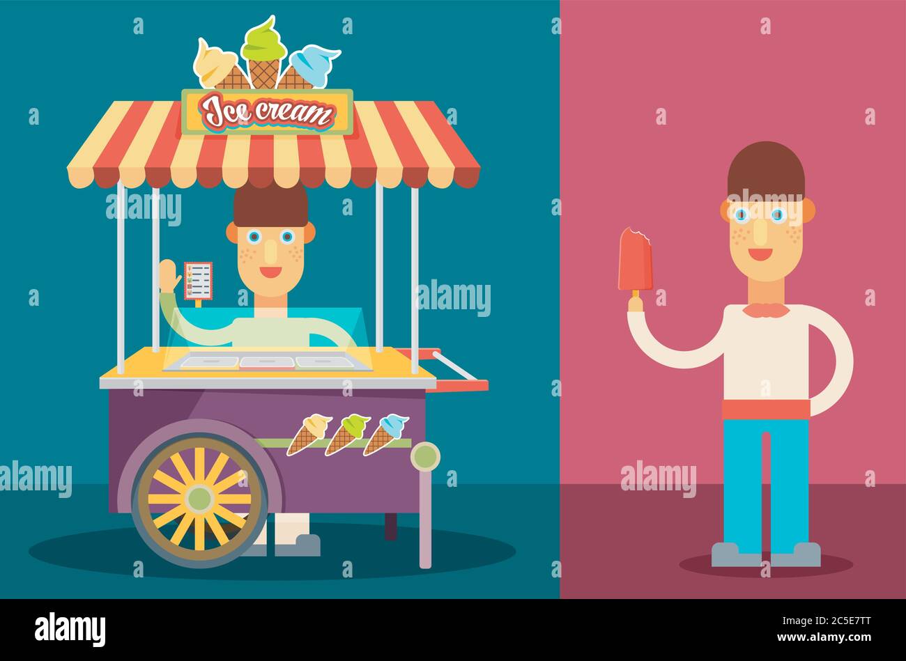 Ice cream cart. Cartoon street food icon Stock Vector Image & Art - Alamy