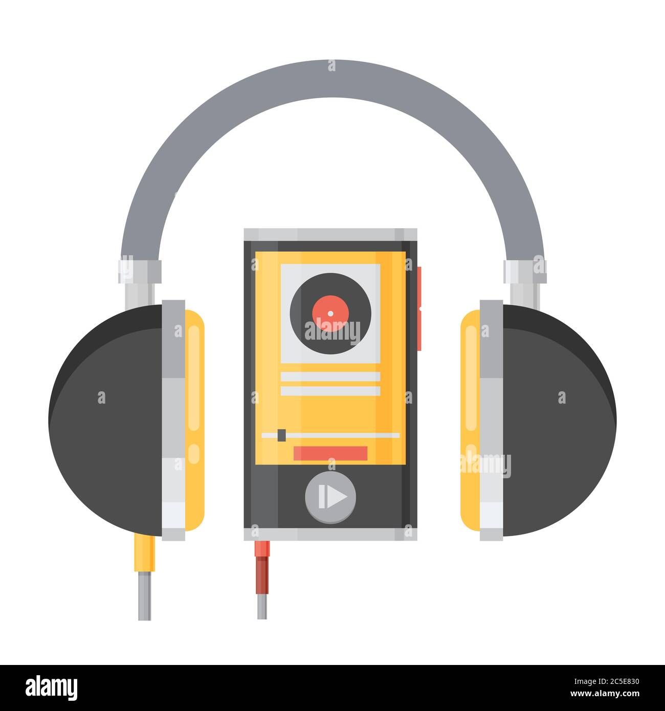 Vector flat headphones with player Stock Vector Image & Art - Alamy
