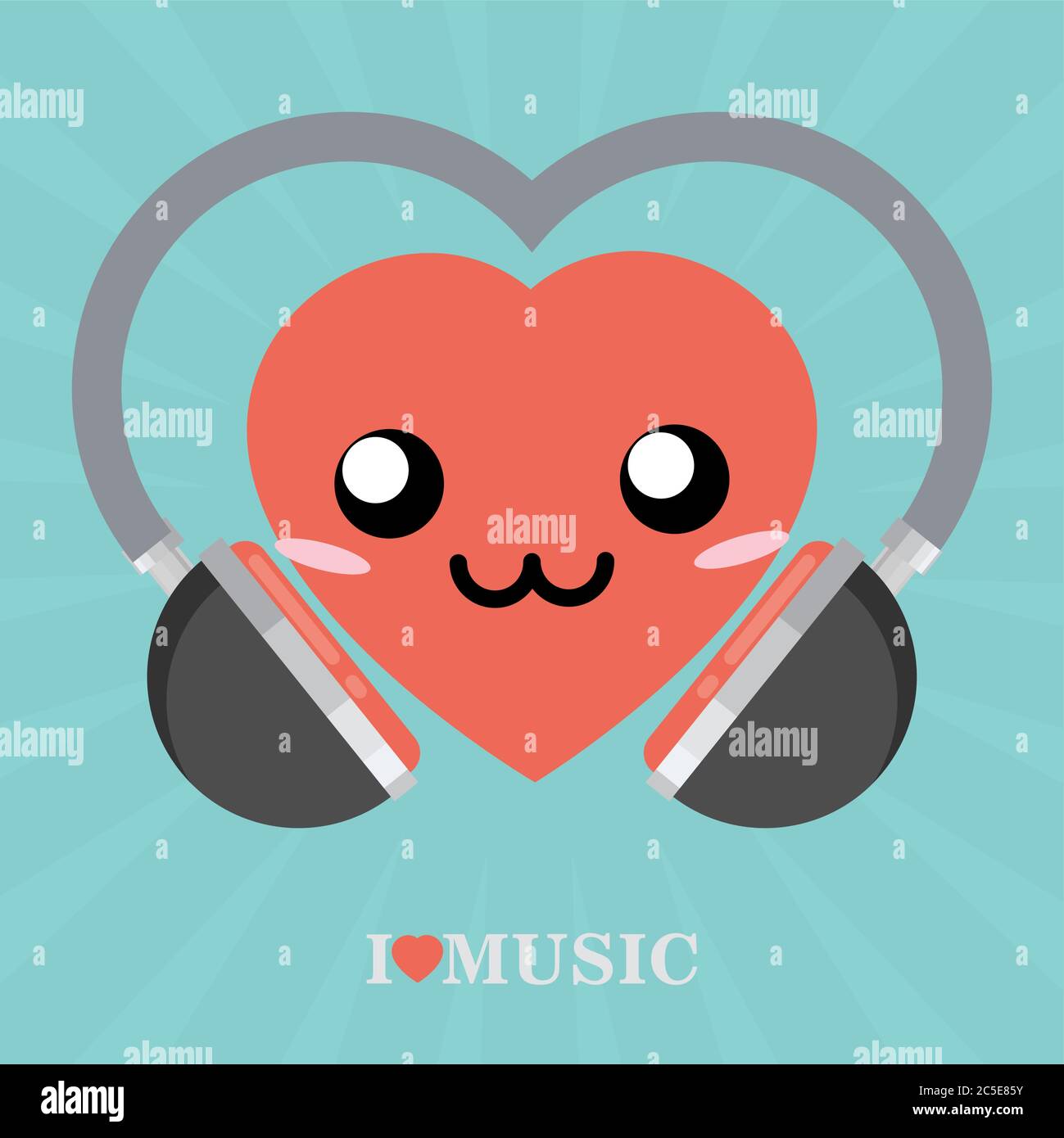 I love music. Flat vector Stock Vector