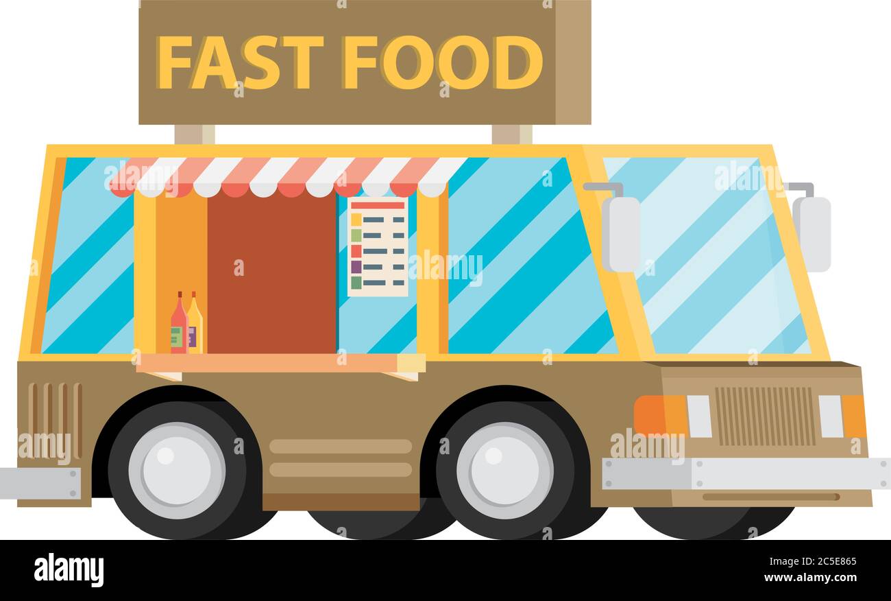 Mobile food car. Vector Stock Vector