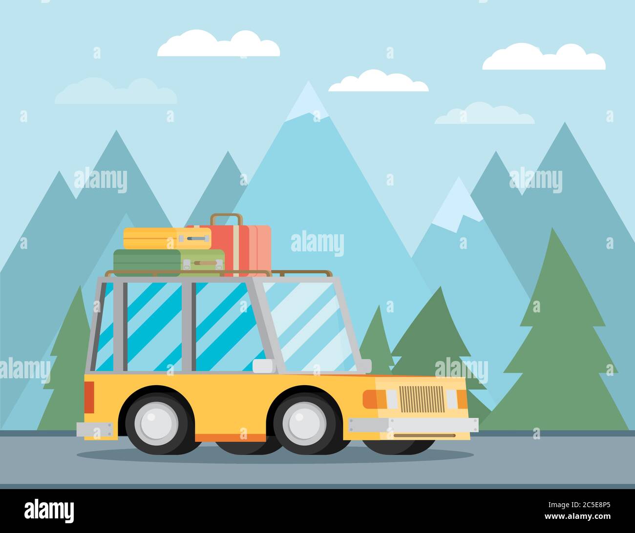 Travel car. Vector illustration. Stock Vector