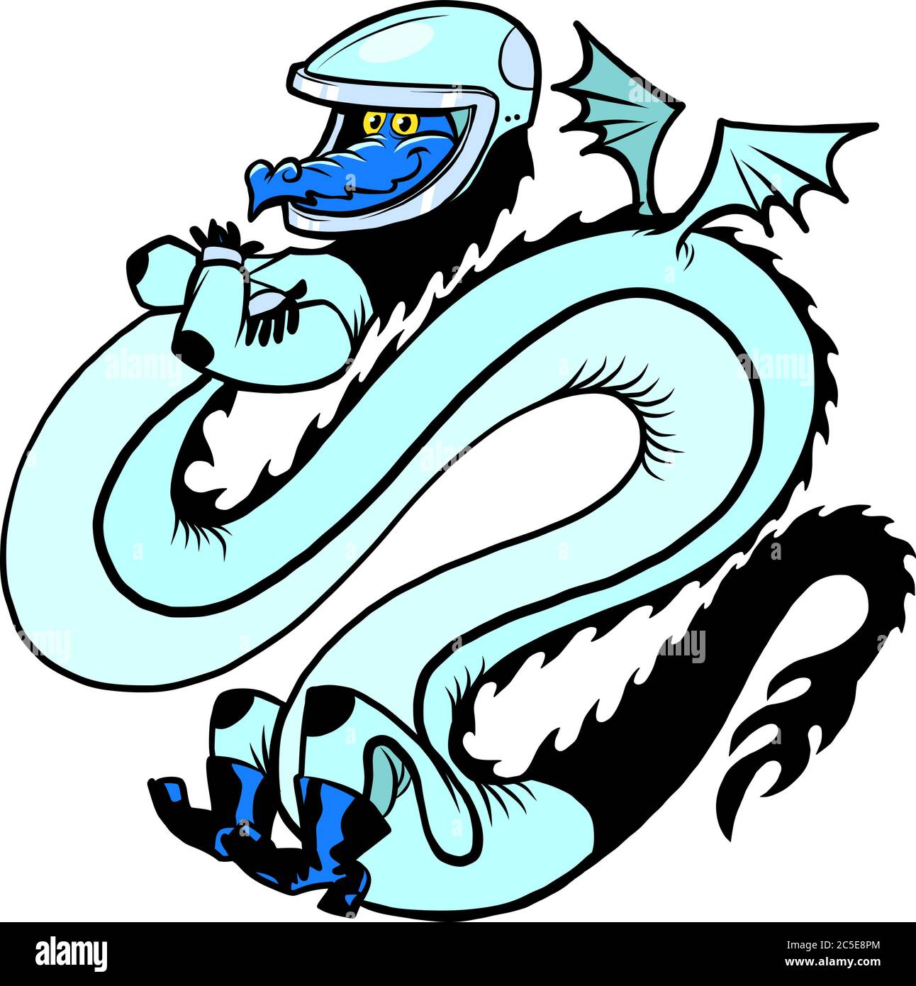 Dragon astronaut in a space suit Stock Vector