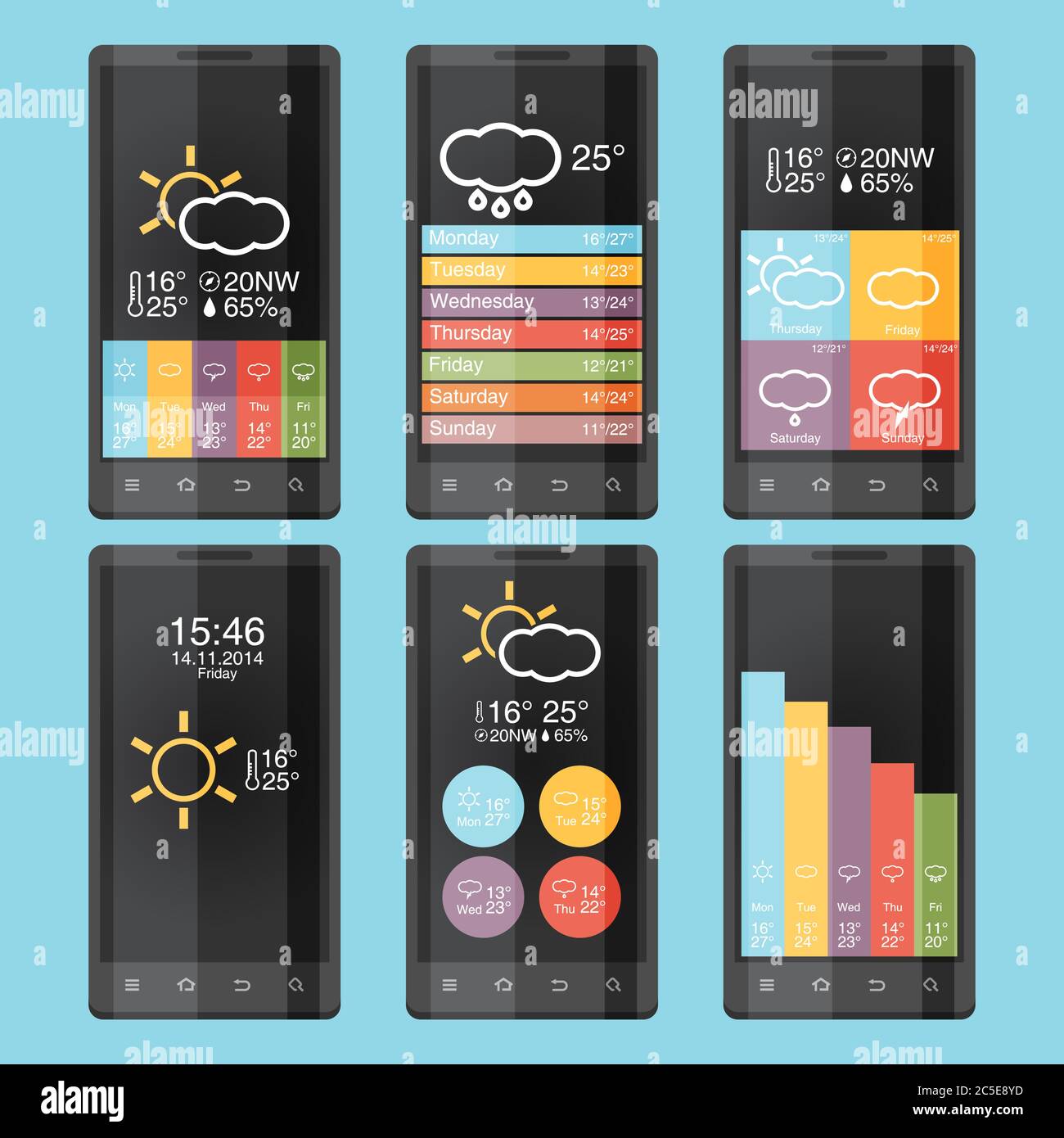 Mobile phone infographics in flat color design Stock Vector