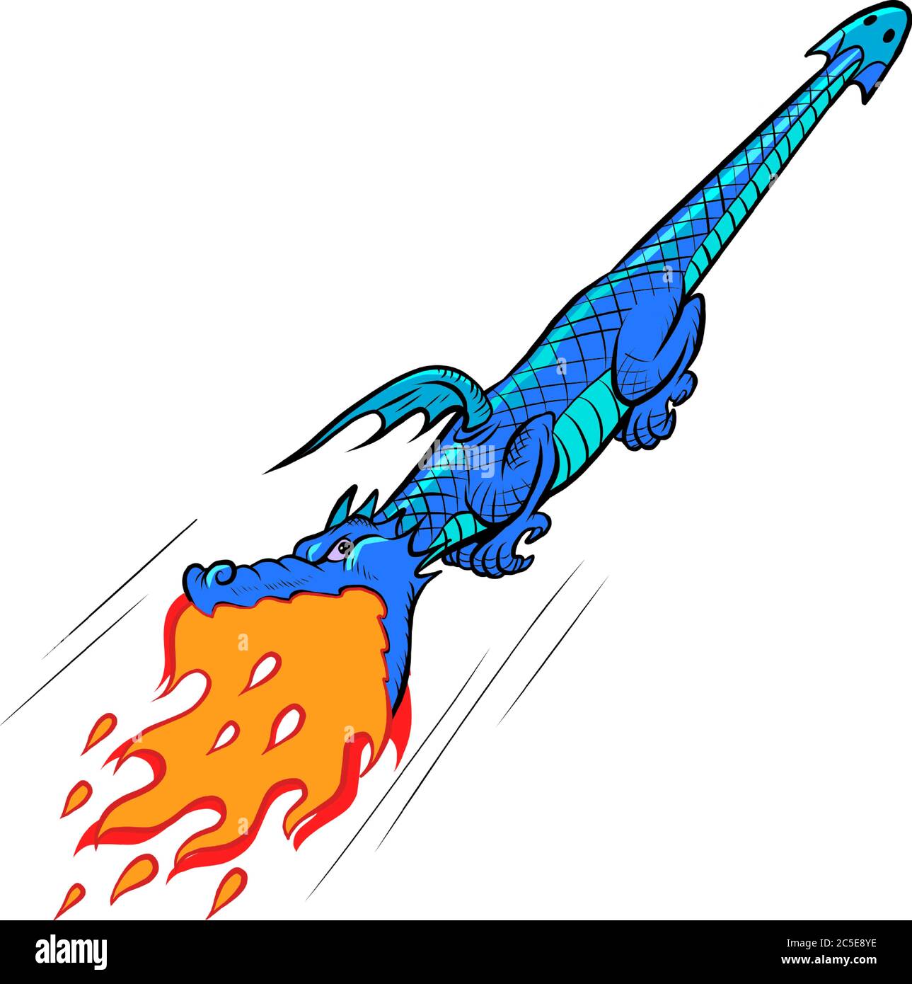 Fire-breathing dragon. Mythical creature monster Stock Vector