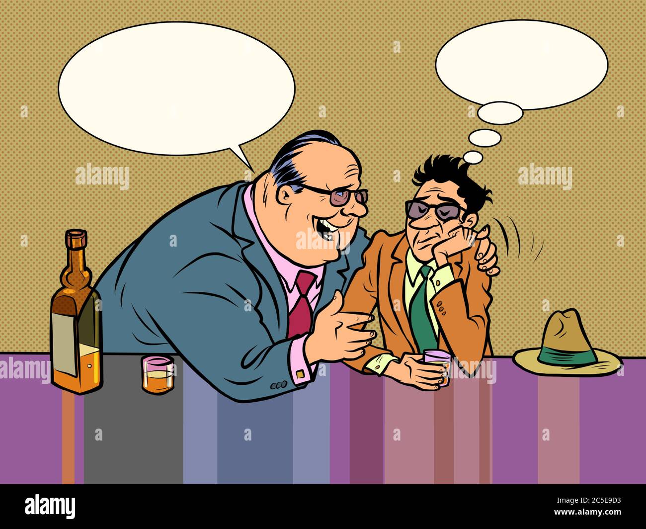 Two male drunkards drink alcohol Stock Vector