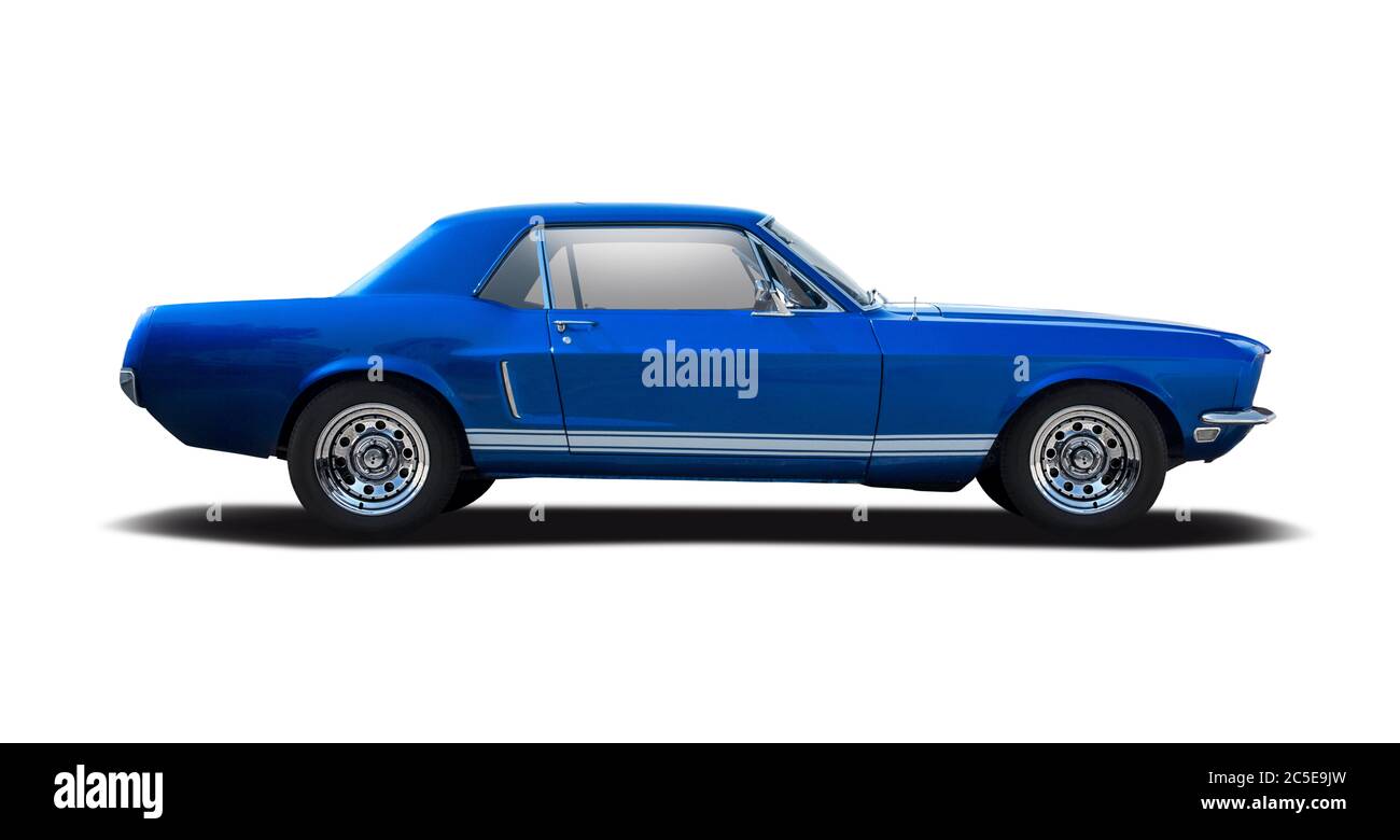 Classic American sport car side view isolated on white Stock Photo
