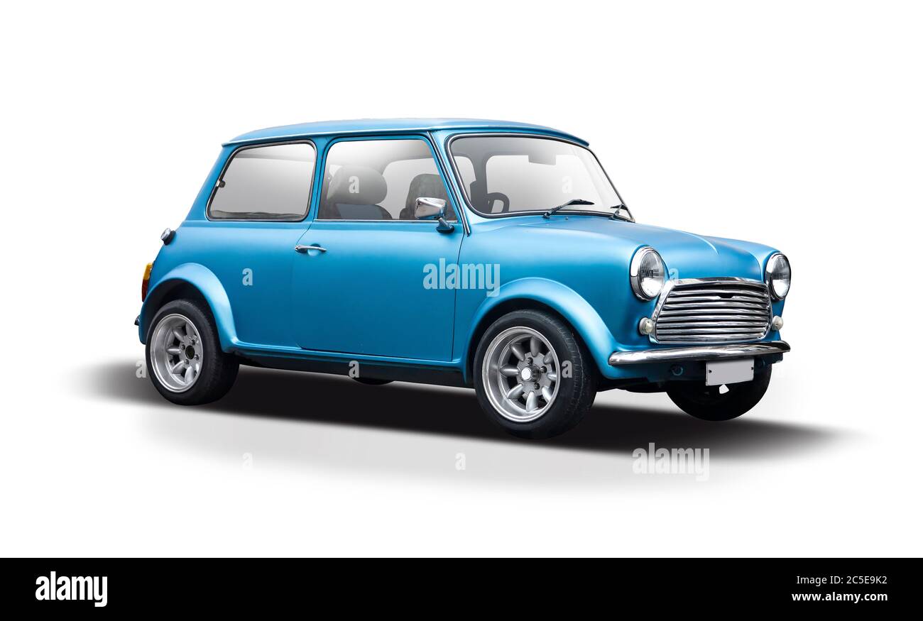 Classic sport British mini car isolated on white Stock Photo