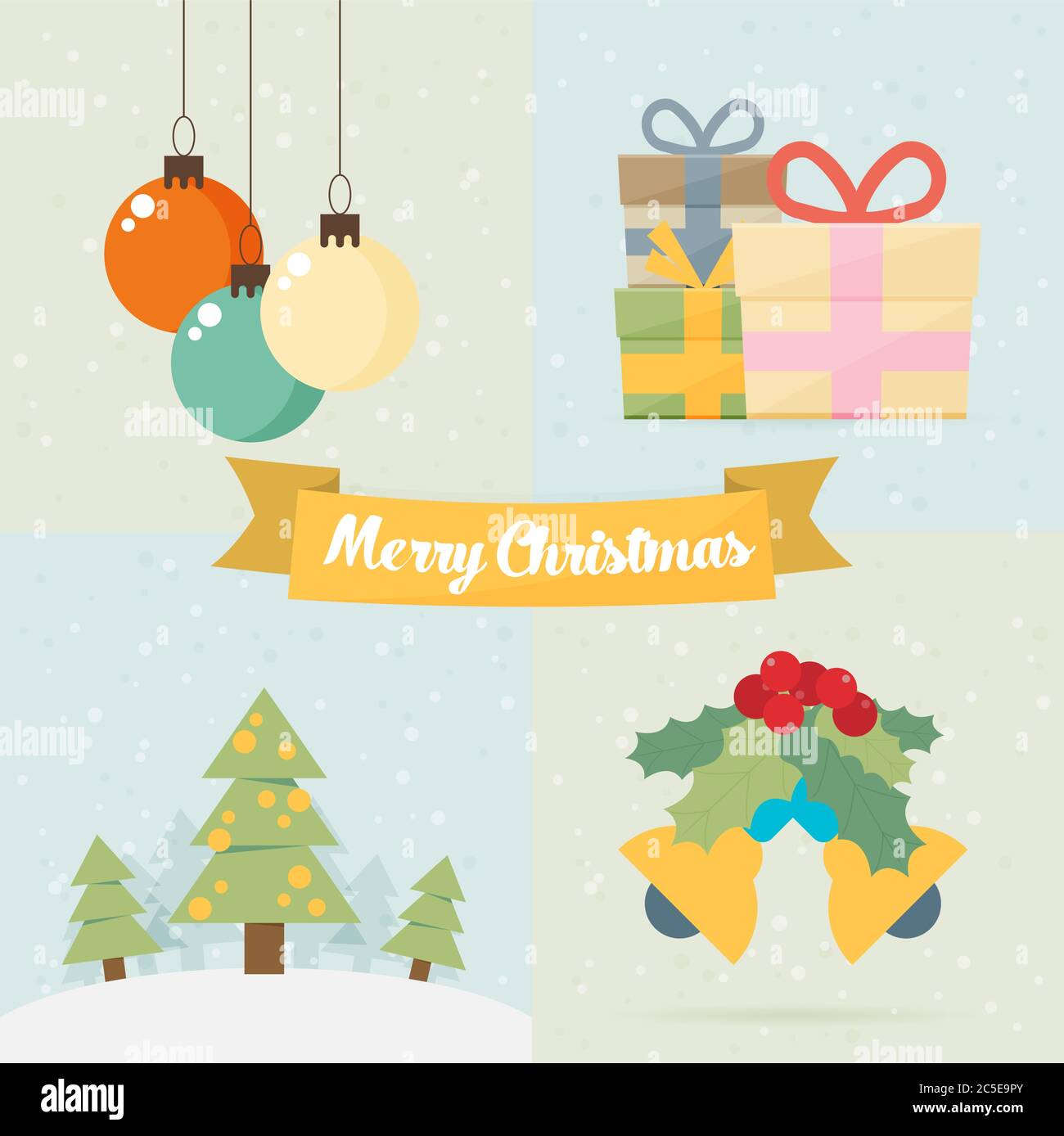 Christmas vintage greeting card. Vector illustration Stock Vector Image ...