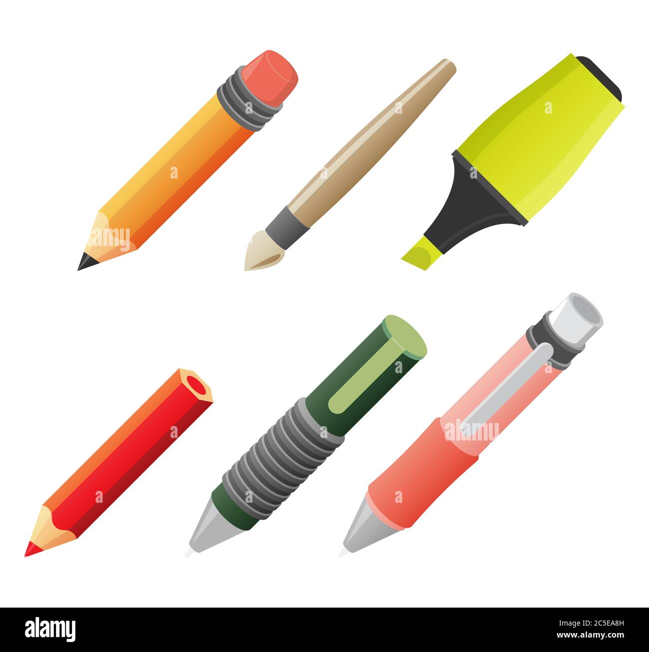 Paint and writing tools flat icons Stock Vector Image & Art - Alamy