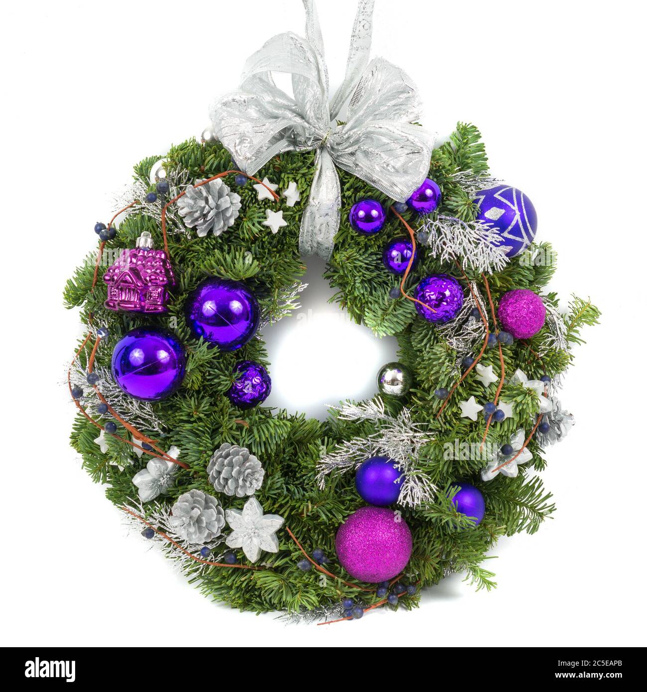 Christmas decoration wreath isolated on white background Stock Photo