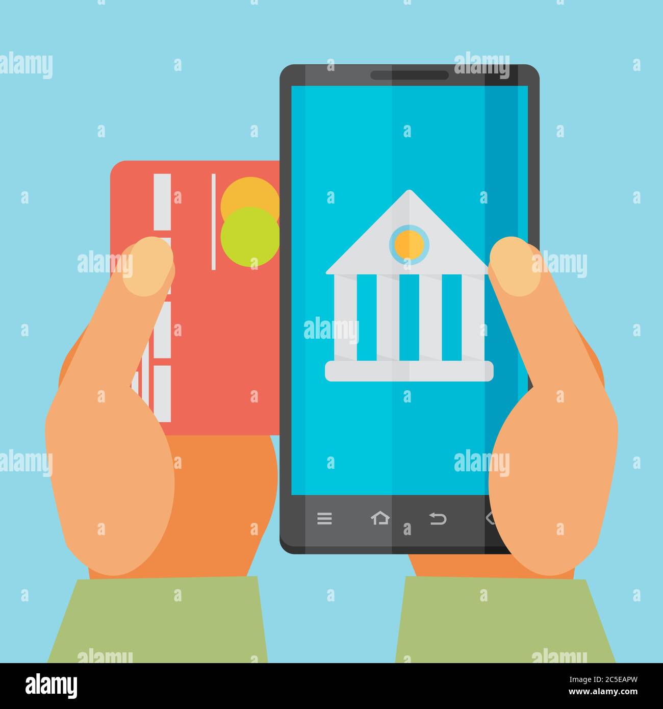 Flat design vector colored illustration concept for mobile banking and ...