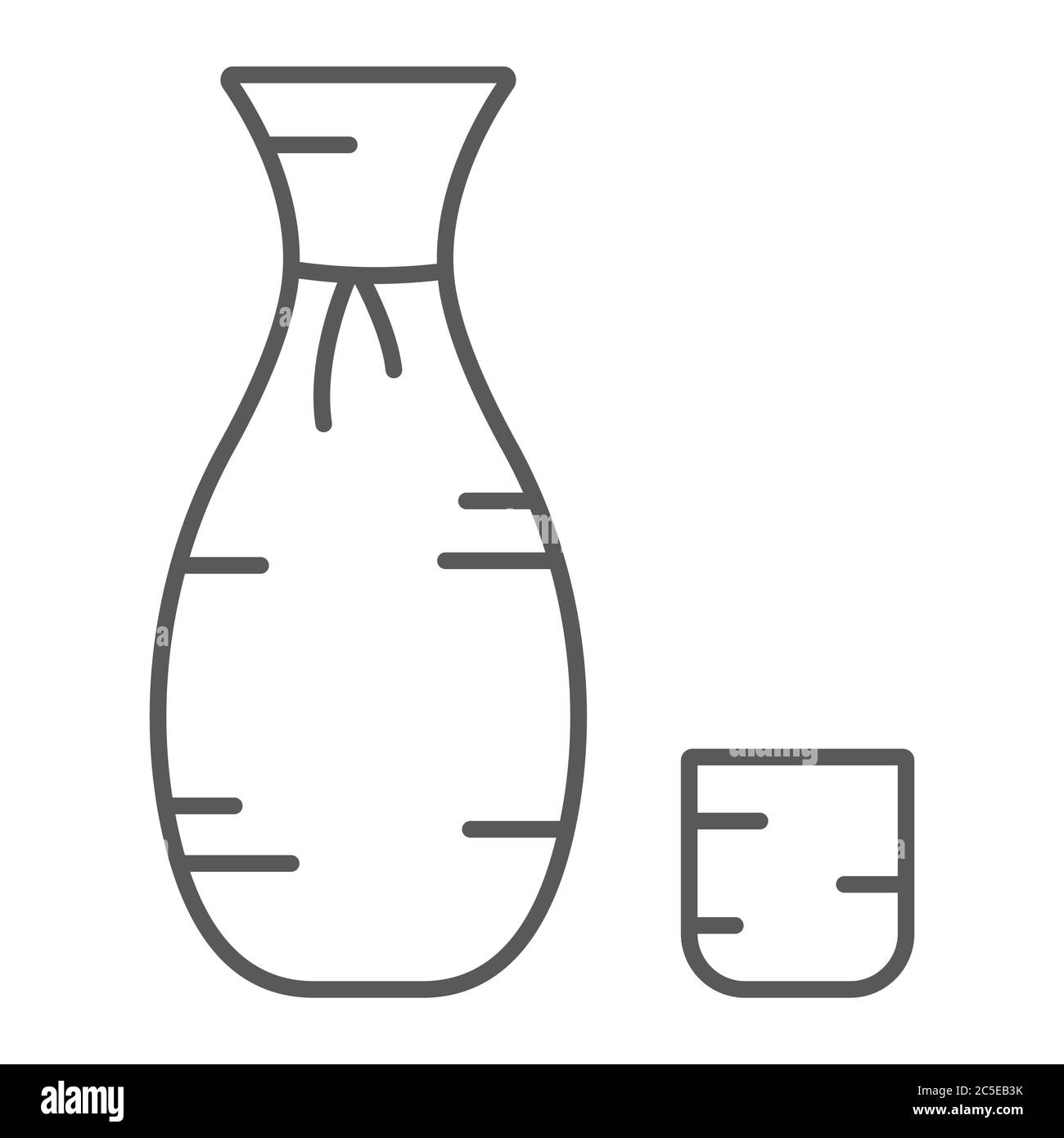 Sake thin line icon, asian and drink, japanese alcohol sign, vector