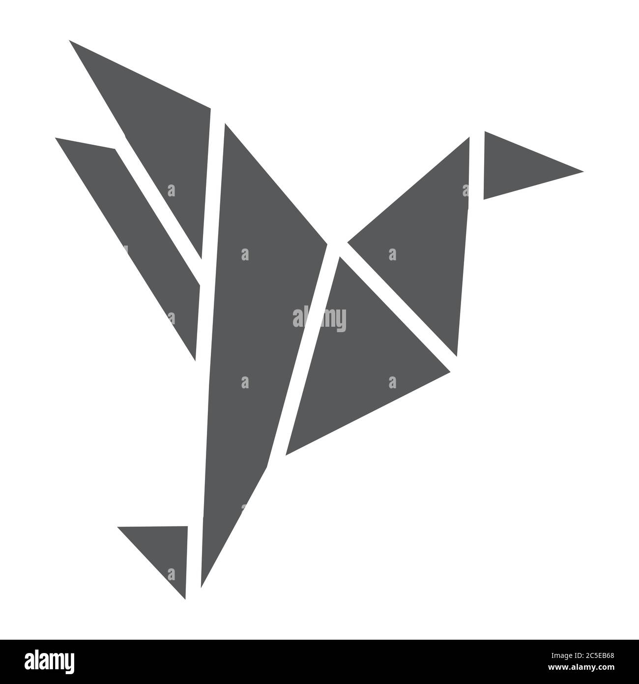 Origami glyph icon, geometric and asian, paper bird sign, vector ...